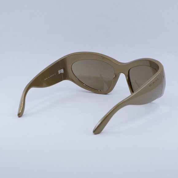 Balenciaga BB0228S 004 Sunglasses Gold Geometric Frame, Brown Mirror Lenses main image 8